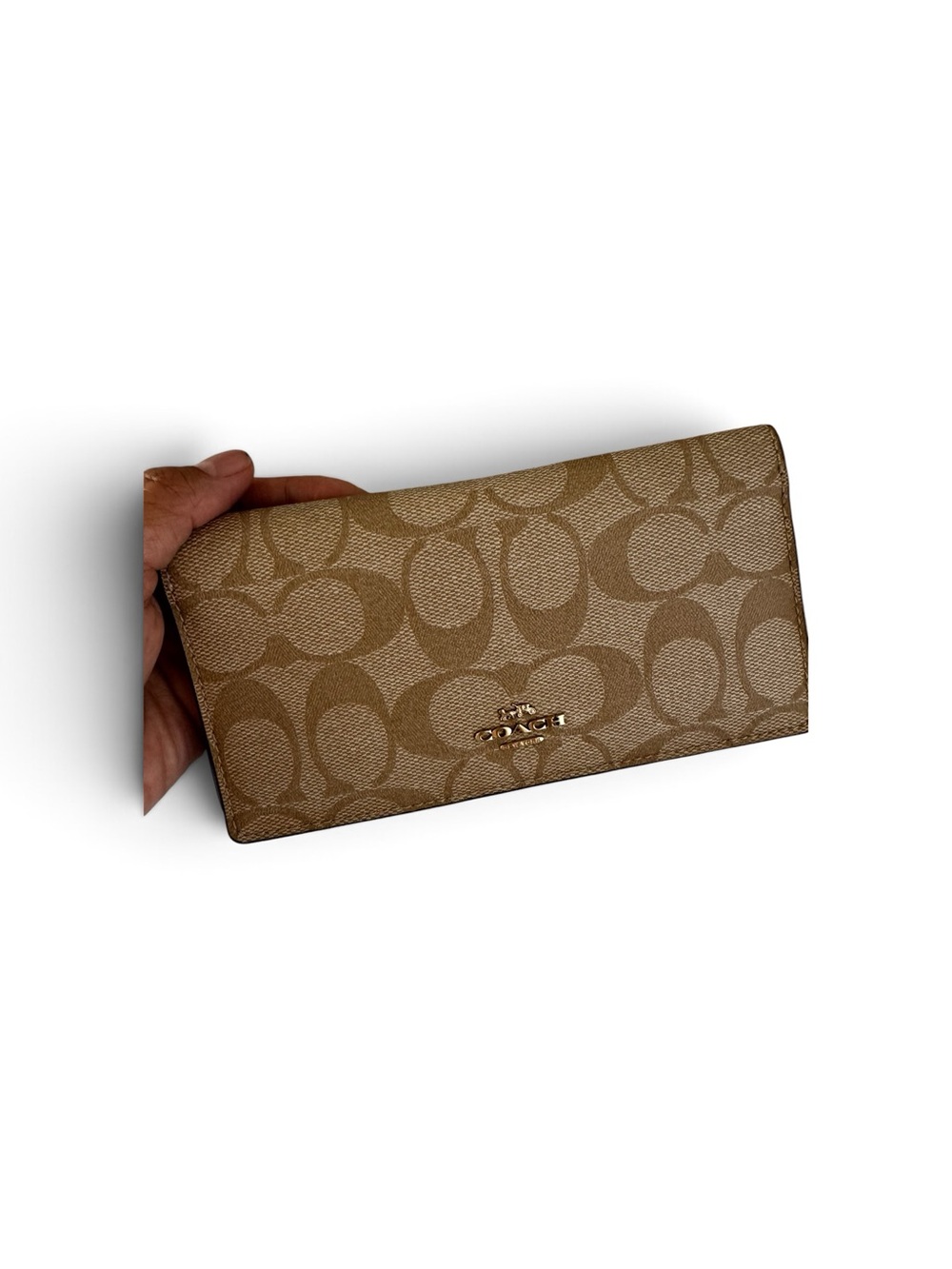 Coach Signature Continental Wallet in Khaki/Tan